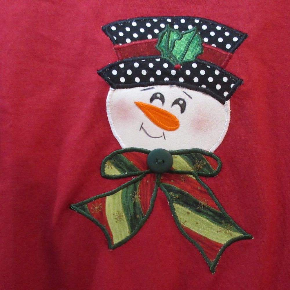 Gildan Adorable Snowman Holiday Short Sleeve T-Shirt Handmade 2X - Picture 3 of 10